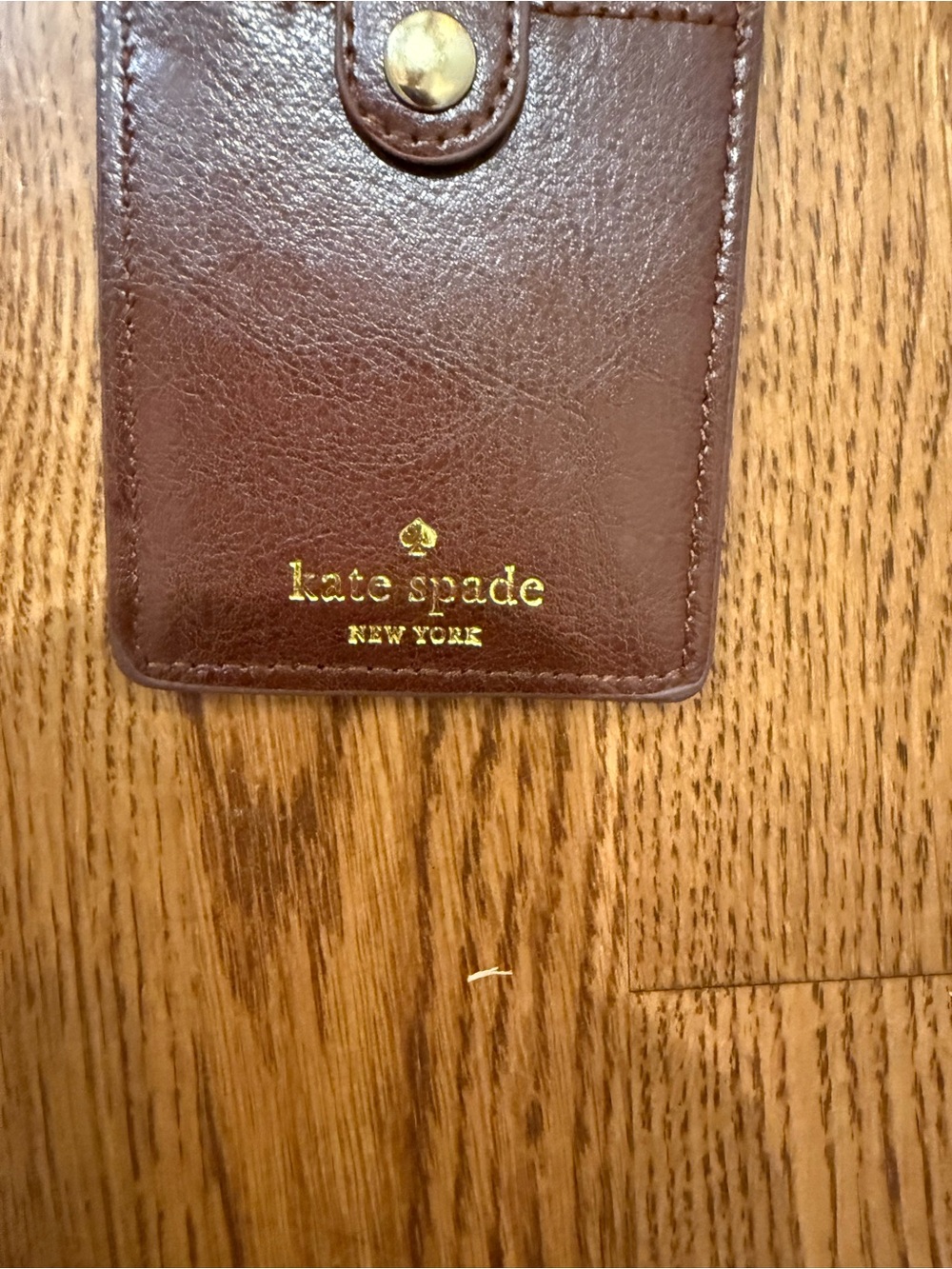 kate spade Brown Leather Card Holder with Gold Logo